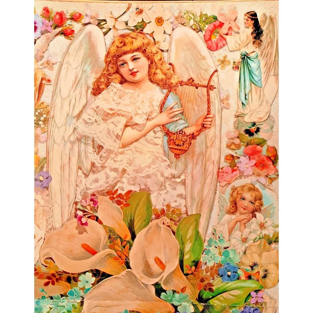 Vintage Victorian Cherubs Angels Florals, Junk Journal Craft Ephemera, Decoupage